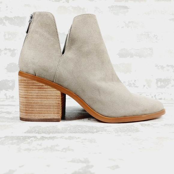 New BP Brynne Taupe Fabric Upper Pointed Toe Block Heel Ankle Boot W367 - Picture 5 of 12